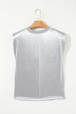 Silvery Metallic Luster Crew Neck Shift Tank Top