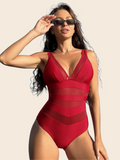 Women's Splicing Mesh Sexy One-piece Swimsuit