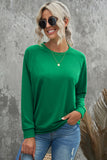 Green Solid Round Neck Raglan Sleeve Sweatshirt