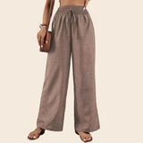 Womens Cotton Linen Pants High Waisted Wide Leg Trousers
