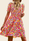 Women's Dresses Casual Summer Print Ruffle A Line Short Sleeve Mini Floral Dress for Women