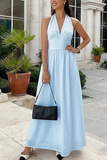 Women's Elegant Solid Color V-Neck Slim Fit Dress