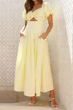 Women Summer Sexy Slim Sexy Hollow Slim Backless Vacation Medium Long Dress