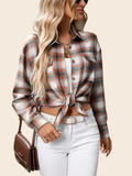 Casual Fashion Loose Plaid Pocket Shirt Women
