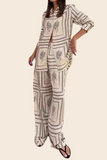 Women's Casual Printed Shirt Trousers Fashion Set