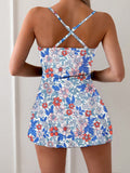 One-piece Swimsuit Women Sexy Slim Skirt Floral Print