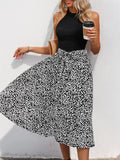 Casual Neck Skirt Leopard Print Contrasting Dress