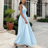 Women's Elegant Solid Color V-Neck Slim Fit Dress
