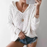 Women's pullover hooded jacket knitted sweater