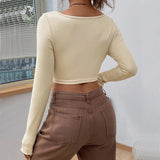 Women's Slim-fitting V-neck Knitted Sweater Long-sleeved Top