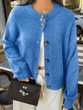 Womens Button Long Sleeve Jacket Sweater Cardigan