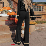 Casual Retro Two-piece Set Loose Contrasting Color Set