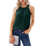 Neck Women's Bright Suspender Sequined Vest