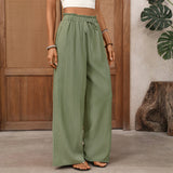 Women's Casual Pants Elastic Solid Color Wide Leg Pants
