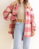 Women Plaid Hoodies Jacket Oversized with Pocket