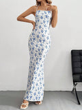Womens Summer Backless Floral Holiday Dress