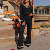 Casual Retro Two-piece Set Loose Contrasting Color Set