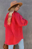 Womens Casual Fringed Ripped Loose Denim Jacket