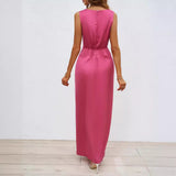 Women's Sleeveless V-Neck Split Slim Fit Dress