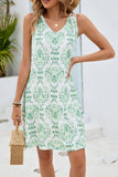 Women Printed Lace V-Neck Sleeveless Vest Dress Women