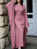 Womens Solid Color Long Sleeve Dress