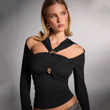 Women T-Shirt Summer Off-Shoulder Slim-Fit Top