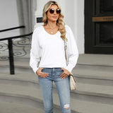 Women Long Sleeve Shirts V-Neck Pullover Top