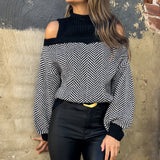 Casual Loose Striped Off Shoulder Sweater Women