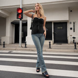 Women Neck T-shirt Summer Halter Back Tube Sleeveless Top