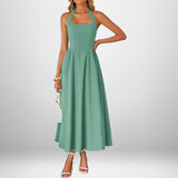 Women Square Neck Halter Dress