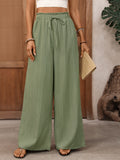 Women's Casual Pants Elastic Solid Color Wide Leg Pants