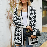 Women's Geometric Open Front Long Sleeve Cardigan Outerwear