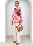 Women's Personality Printed Shirt Fashion V-Neck Women's Blouse