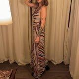 Women Color Striped Sleeveless Dress