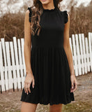 Women's Sleeveless Ruffle Sleeve Round Neck Dress
