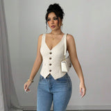 Womens Vest Vest Vintage V-Neck Top