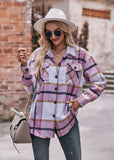 Women's Fall and Winter New Cross-border Women's Plaid Jacket Casual Loose Pocket Shirt