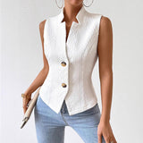 V-Neck Button Sleeveless Vest Vest Jacket Top Women