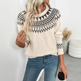 Casual Vintage Knitted Sweater Loose Crew Neck Sweater