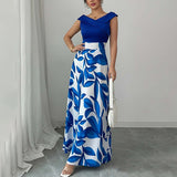 Women's Elegant Casual V-Neck Print Slim Fit Dress