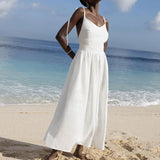 Women's Sexy Solid Color High-waisted Suspender Dress