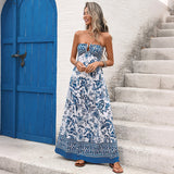 Women Tube Sleeveless Print Long Dress
