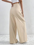 Women Pleated Casual Wide Leg Pants Loose