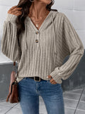 Women Casual Hooded Solid Color Knitted Sweater