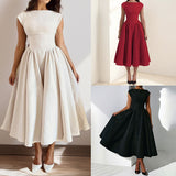 Women's Solid Color Backless Slim Dress