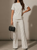 Women's Vintage Light Crew Neck Polka Dot Set