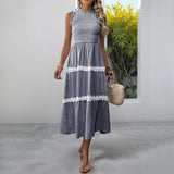 Casual Women's Lace Sleeveless Striped Dress