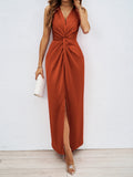 Women's Sleeveless V-Neck Split Slim Fit Dress