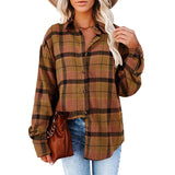Ladies Casual Loose Boyfriend Plaid Shirt