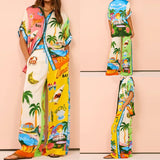 Women's Fashion Casual Print Color Matching Pocket Set